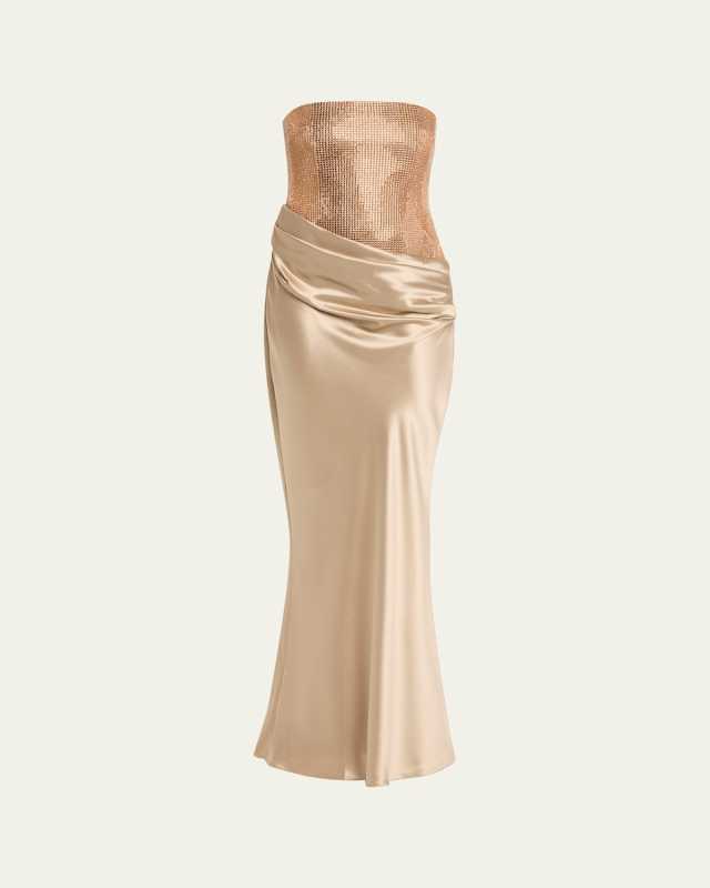 Alexandra Strapless Sequin Draped Dress